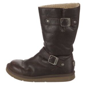 Y2K UGG AUSTRALIA Brown Leather Moto Tall Boots, size 7